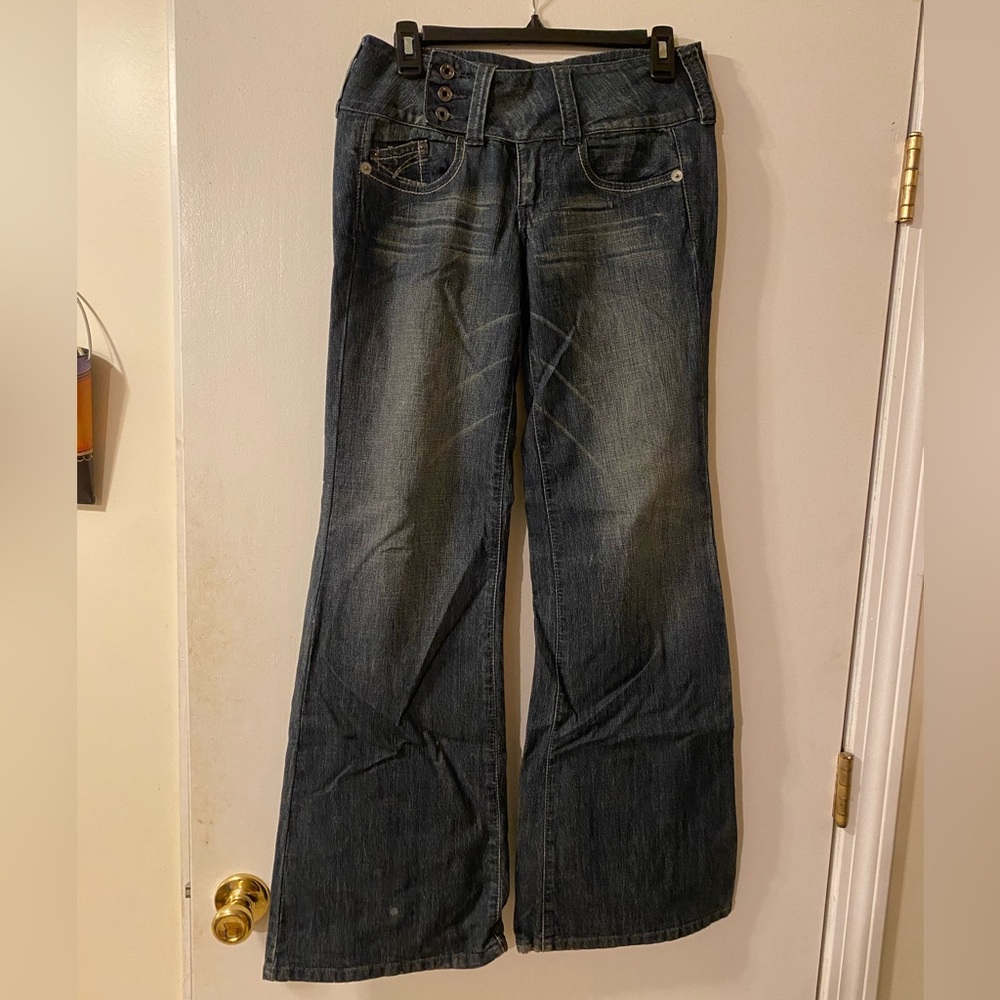 Used hint lightweight dark wash flare jeans junior size 3